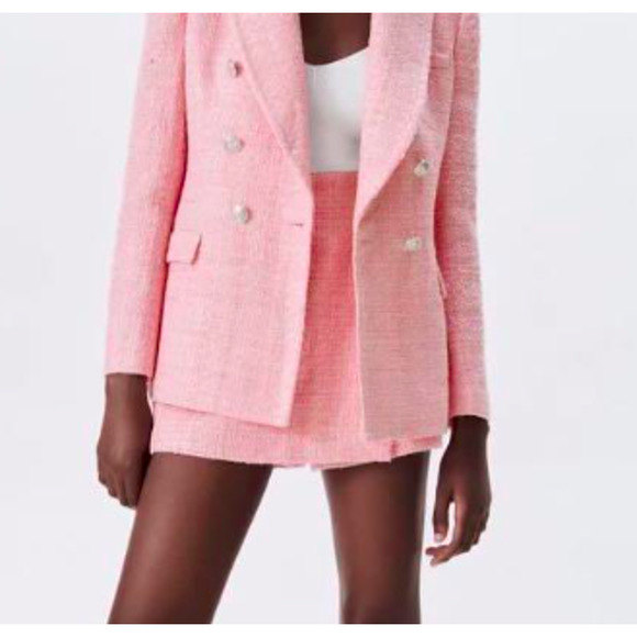 Zara Pants - Zara Women's Pink Tweed Blogger Favorite Business Mini Skort Size Medium